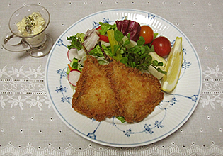 開きハタハタフライ盛り付け例
